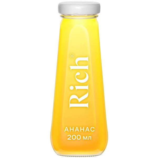 Сок Rich ананасовый, стекло 0.2 литра
